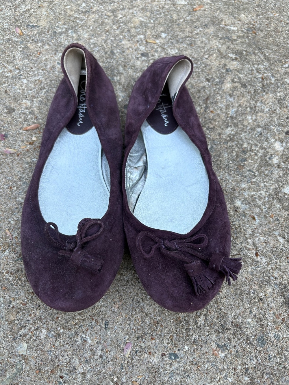 Cole Haan Plum Suede Tassel Ballet Flats